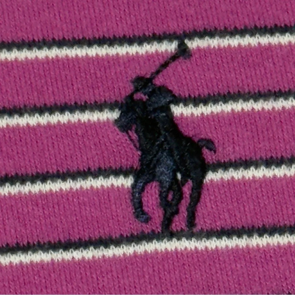 Polo Ralph Lauren Dark Pink & White Striped Polo Shirt‎ Size L Excellent